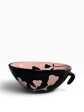 Rare Mary Kay Vintage Pink & Black Tulip Ceramic Clip-On Dip Bowl ONLY